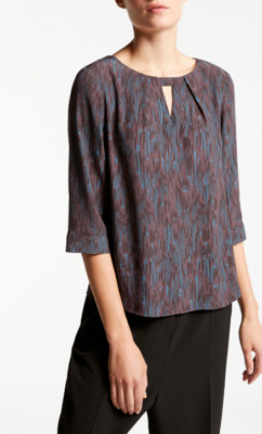 John Lewis Kin Säulenmuster Top, mehrfarbig rot blau Bluse Größe 14