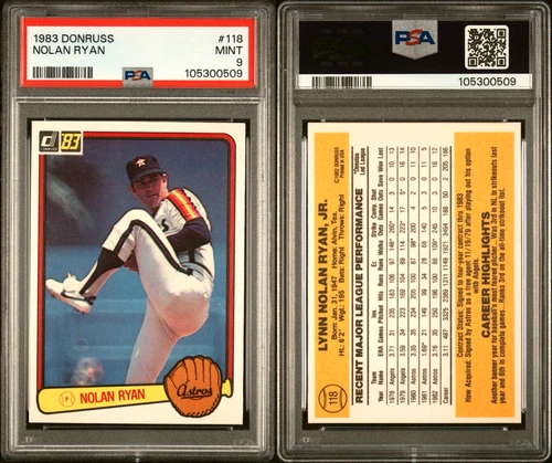 1983 Donruss NOLAN RYAN #118 HOF Houston Astros (PSA 9) *NEWLY GRADED*