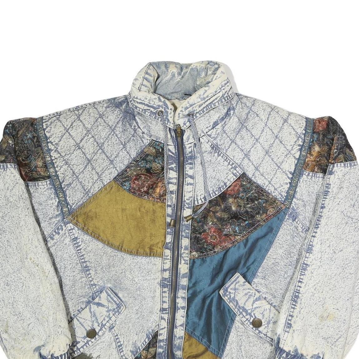 WEATHERED BLUES Womens Blue Patchwork Zip Cotton … - image 2