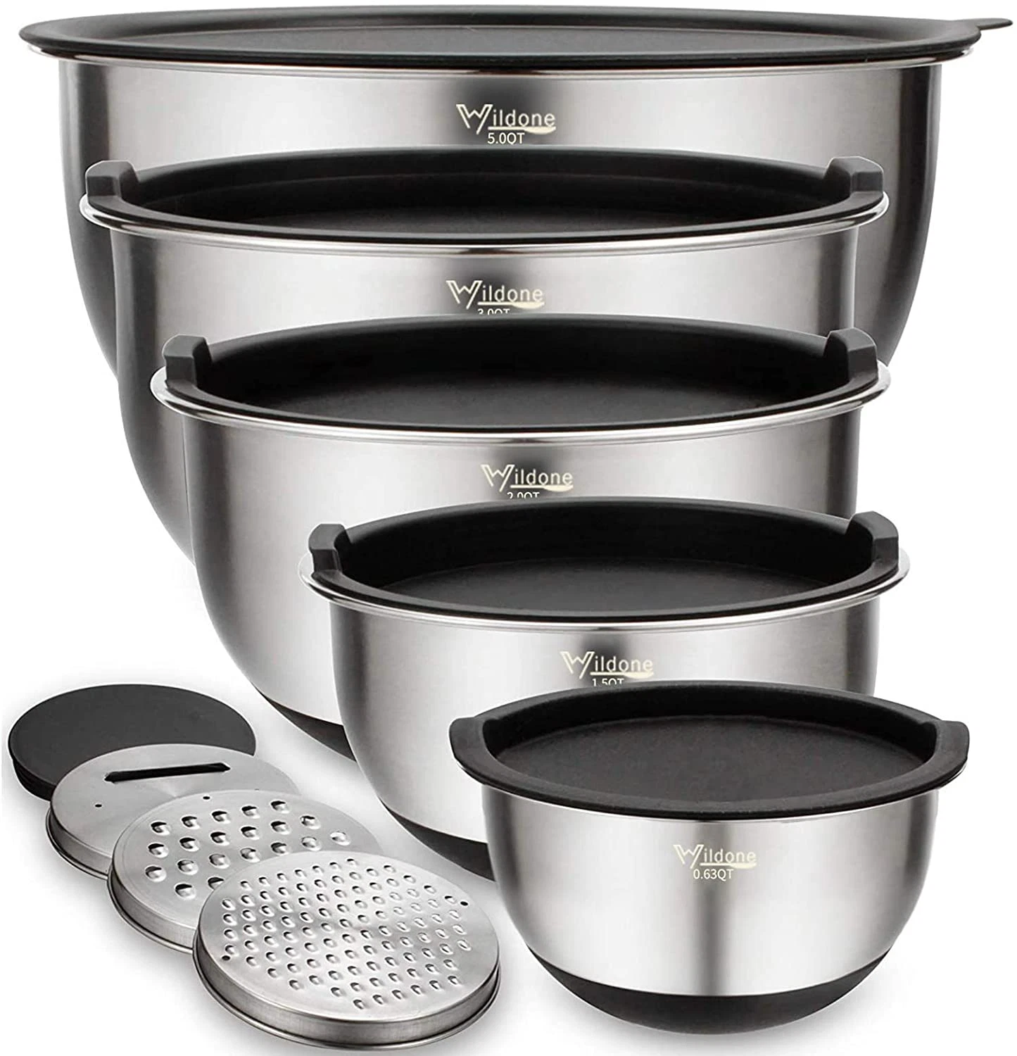 Mixing Bowls with Airtight Lids Set, 5PCS Stainless Steel Nesting Bowls for Kitc