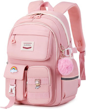 Kawaii Girls Backpack for School, Cute Teenage Multiple Pockets Backpack, Fashio
