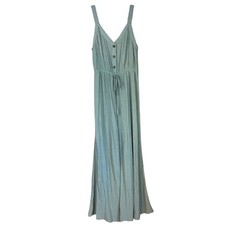 EN CREME Sage Green Smocked Waist Drawstring Wide Leg Jumpsuit Medium Boho NEW