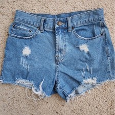 BDG Urban Outfitters High Rise Distressed Denim Cutoff Shorts Blue size 27