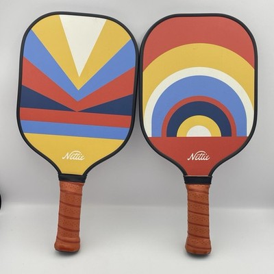 Nettie Pickleball Paddle Set of 2 Colorful & Geometric Designs 15.5 