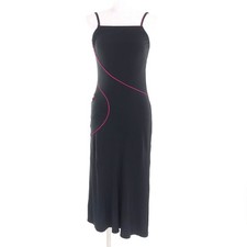 CHANEL one piece Logo Zip Long Cami Black pink Nylon Women 38 00T P15291