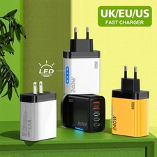 240W 5-Port GaN USB-C PD Fast Wall Charger LED Desktop Adapter for iPhone Samsun