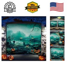 Large 78.7x78.7 Inch Pumpkin and Tombstone Halloween Backdrop for Festive Walls