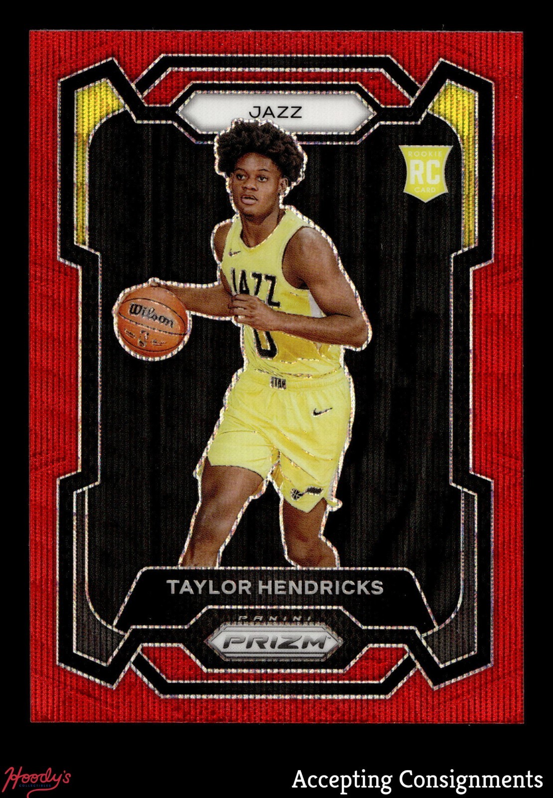 2023-24 Panini Prizm Prizms Ruby Wave #161 Taylor Hendricks RC ROOKIE JAZZ