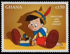 GHANA 1902b - Disney's Best Friends "Pinocchio and Jimny Cricket" (pc20549)