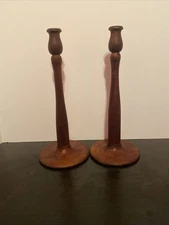 Vintage Wood Candlestick Holders Set of 2  Candle Holders Home Decor 13 inches 
