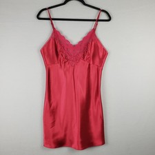 Victoria's Secret Size M Low Back Satin Slip Lingerie Dress Red Lace Romantic