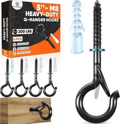#ad HIGH WORKLOAD 200Lbs 4 Pcs Q Hanr Hooks M8 with Washer amp; Safety Bule $23.99