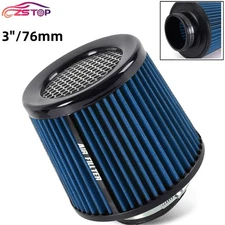 3" 76mm Dry Air Filter Cold Air Intake Cone Replacement High Flow Inlet Blue