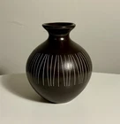 Vintage Larry Laslo for Royal Haeger MCM Style Vase 6.5” Carved Lines 493-04