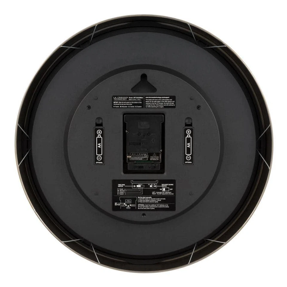 La Crosse Technology Atomic Wall Clock 16 in. White Dial Silver Brushed 4 Zones - Image 3 of 4