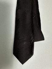 Black Skinny Tie-vintage-red Stitch Pattern-crushed Edge Look-no Brand