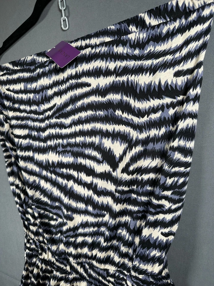 Lascana Damen Strandoverall Creme Schwarz Leo 34 38 Trägerlos Gummizug kurz - Bild 4 von 4