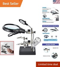 LED Magnifying Glass with Helping Hands 10X Magnification - Soldering Station
