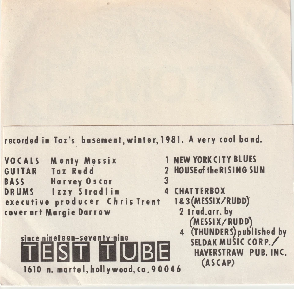 45 RECORD - THE ATOMS featuring IZZY STRADLIN 1981 RECORDING TEST TUBE HOLLYWOOD - Image 2 of 4