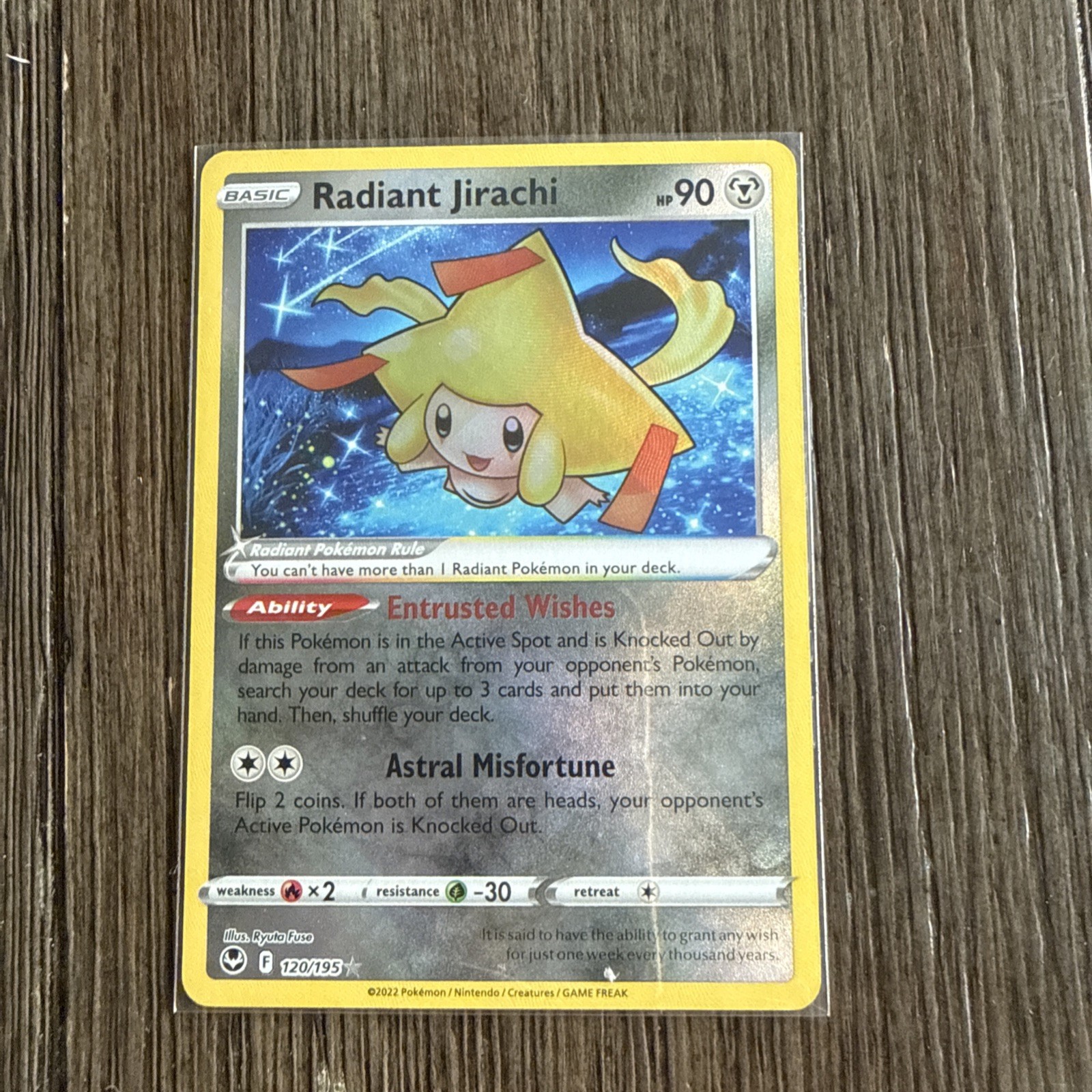 Radiant Jirachi 120/195 Holo Silver Tempest Pokemon TCG Card NM + Cardsaver