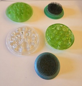 Lot of (5) Vintage Glass & Metal Spiked Flower Frogs 