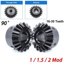 1/1.5/2 Mod Bevel Gear 16-30 Teeth Transmission Gears Bevel Teeth 45 Steel 90