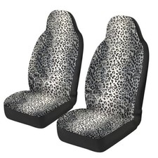Snow Sliver Grey Leopard Animal Print Front Seat Covers for Snow Sliver Leopard