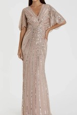 MAC DUGGAL V-Neck Flutter Sleeve Cape Maxi Gown Vintage Rose 93583 Size 6 NWT