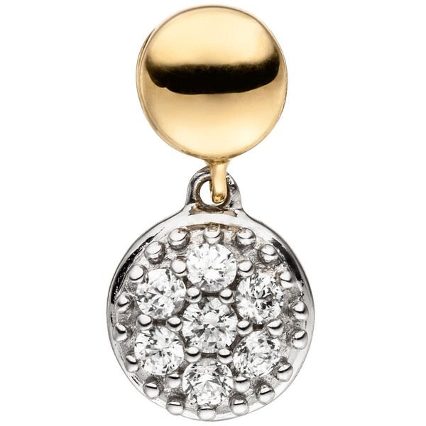 "Jobo\"50701\"AnhäNger 375 Gold Gelbgold WeißGold Bicolor 7 Zirkonia GoldanhäNger"-image