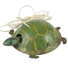 Vintage 1950s Litho Tin Turtle Toy – Bobbing Head Pull-String Mechanism - 4"