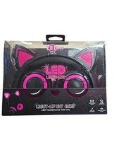 Ledeez Cat Ears LED Lights Headphones with Mic PINK -NEW SEALED -AUX compatible