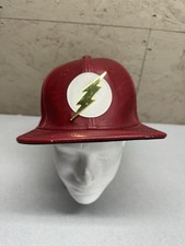DC Comics The Flash Faux Leather Red Snapback Hat Cap Gold Metal Logo One Size