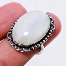 Rainbow Moonstone Oval Shape Gemstone Ring Handmade Fashion Jewelry 7" FR 443