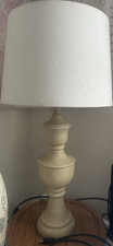 Beige Table Lamp Corded with Switch, White Drum Shade Included