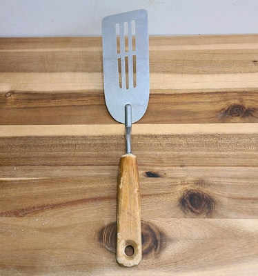 #ad #ad Vintage ANDROCK Short Handle Long Slotted Spatula Turner Flipper Wood Handle 12quot; $31.95