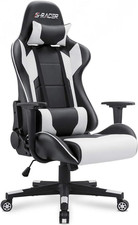 Ergonomic Gaming Chair with Headrest Lumbar Support - White High Back Office C