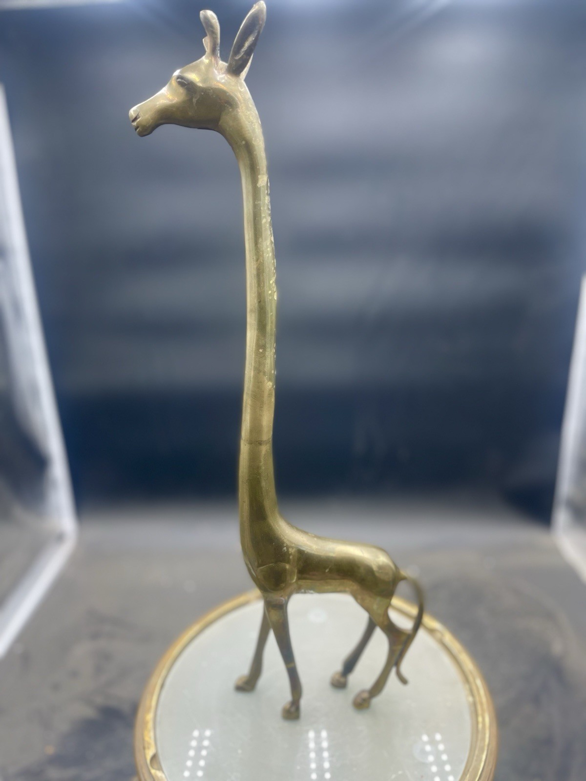 Vintage Large 18.5” Brass Giraffe Figurine, Made In India