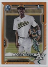 2021 Bowman Chrome Yellow Refractor (Misprinted Orange) 16/75 Pedro Pineda 1s8m