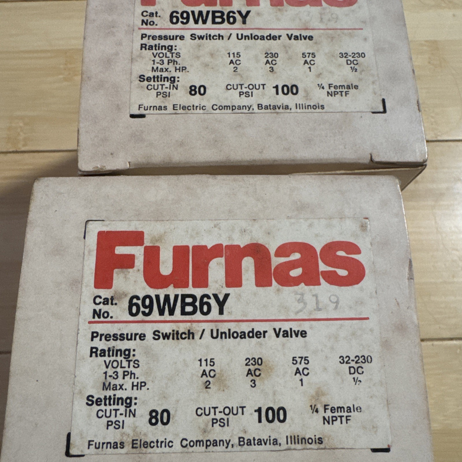 Furnas Pressure Switch 69WB6Y w/ Unloaded Valve Cut in 80 Out 100 NEW ORIGINAL