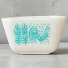 Pyrex Amish Butterprint 501 Refrigerator Dish Turquoise Rooster No Lid Vintage