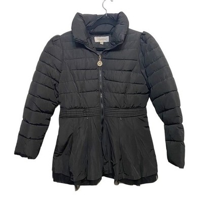 Dongxi Women's Black Puffer Coat with Tulle Skirt Detail Size M