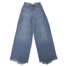 We The Free High Waist Wide Leg Jeans Women's Size 26 26X31 Frayed Hem Lyocell