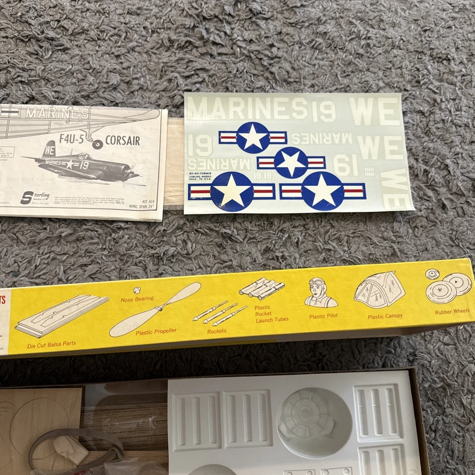 New OPEN BOX F4U-5 Corsair Balsa Wood Model Kit A14 Sterling Models Inc. - Image 3 of 4