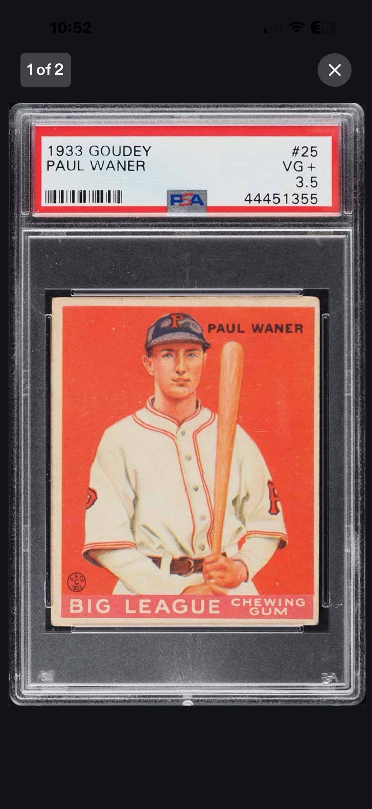 1933 GOUDEY #25 PAUL WANER HOF PSA 3.5