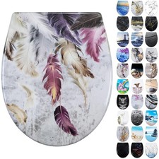 WC Sitz Absenkautomatik Toilettendeckel Duroplast Motiv Feder modern