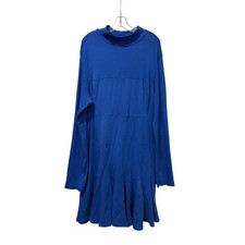 Daily Practice Anthropologie Blue Mock Neck Long Sleeve Flared Mini Dress 3X