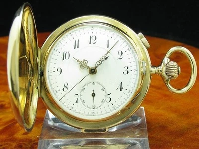 14kt 585 Gold Savonette Taschenuhr Chronograph Viertel-Repetition - Bild 1 von 4