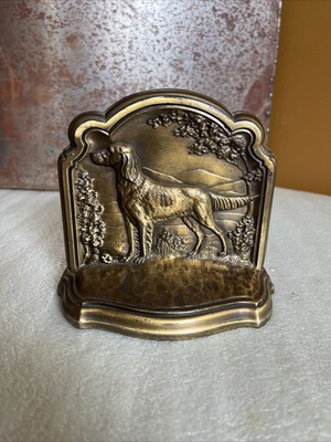 #ad JENNINGS BROTHERS Bookend JB 3284 IRISH SETTER Hunting Dog Metal Brass Gold Tone $74.99