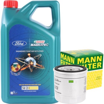 MANN ÖLFITLER ANSCHRAUBFILTER FORD + 5L CASTROL 5W-20 MAGNETEC PROFESSIONAL