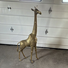 Large vintage brass giraffe statue 